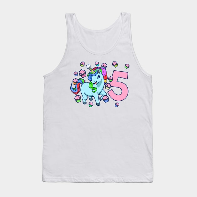 I am 5 with unicorn - girl birthday 5 years old Tank Top by Modern Medieval Design